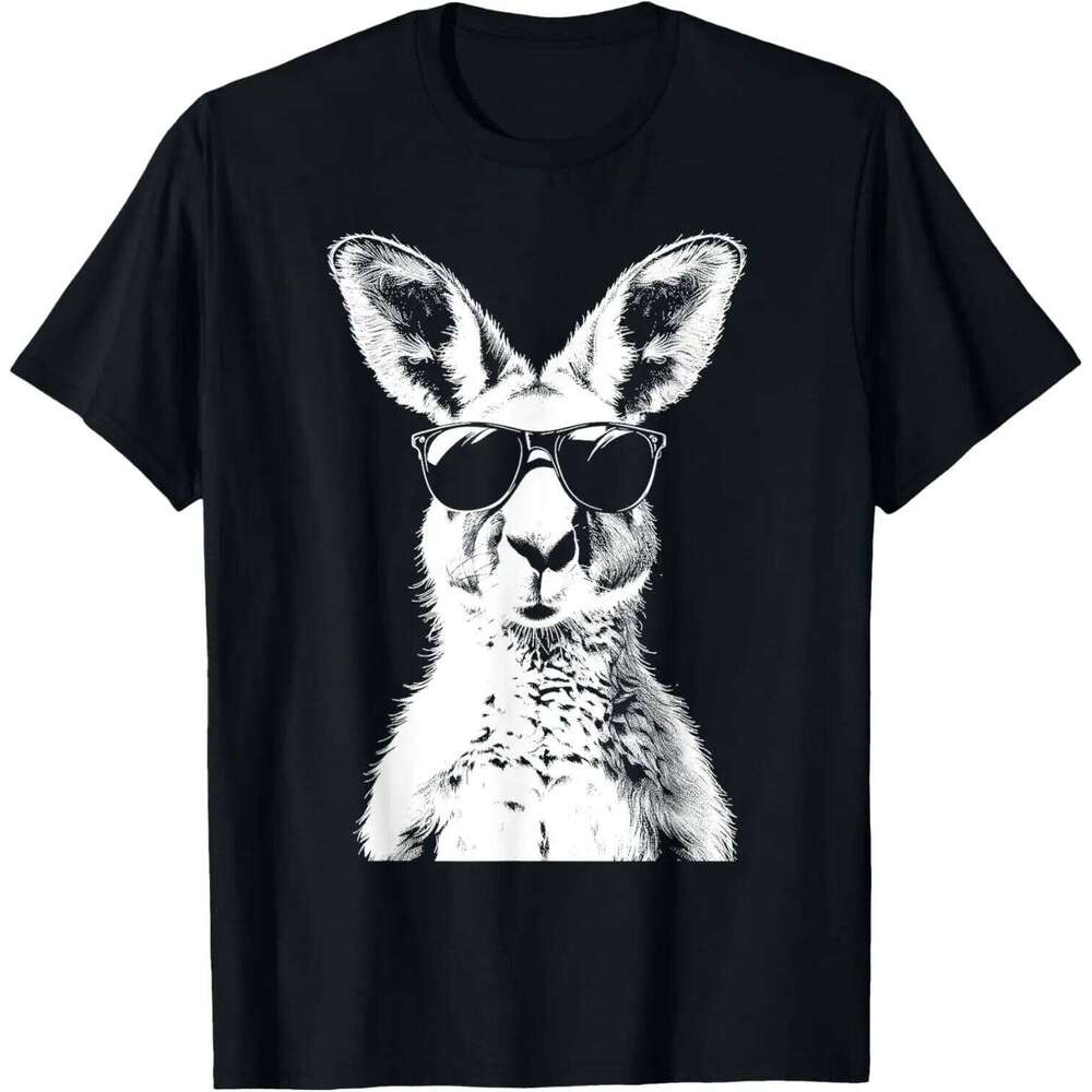 Kangourou portant des lunettes de soleil drôle Animal australie T-Shirt manches courtes décontracté 100% coton Shift C260228
