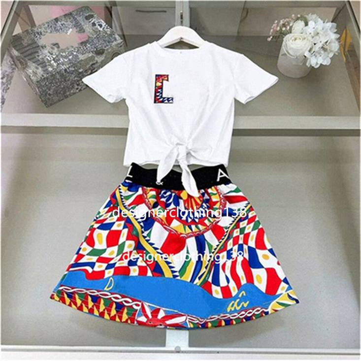 Marque de créateurs enfants robe filles mode robes de couleur dégradé jupe slip logo impression robes haute qualité chemise jupe bébé vêtements t