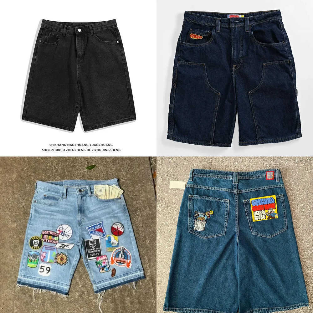 Mens Street Letter Patchwork Embroidered Jeans Stars Summer Harajuku Rock Hip Hop Diamond Pants Mens Personalized Design Shorts Z260228JQRN