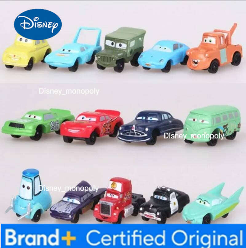 Disney 14PCS Story Lightning McQueen Car King Roadbuster Screw Die Animation Model Doll Ornaments Happy Birthday Cake Topper H260228-image-1095919772