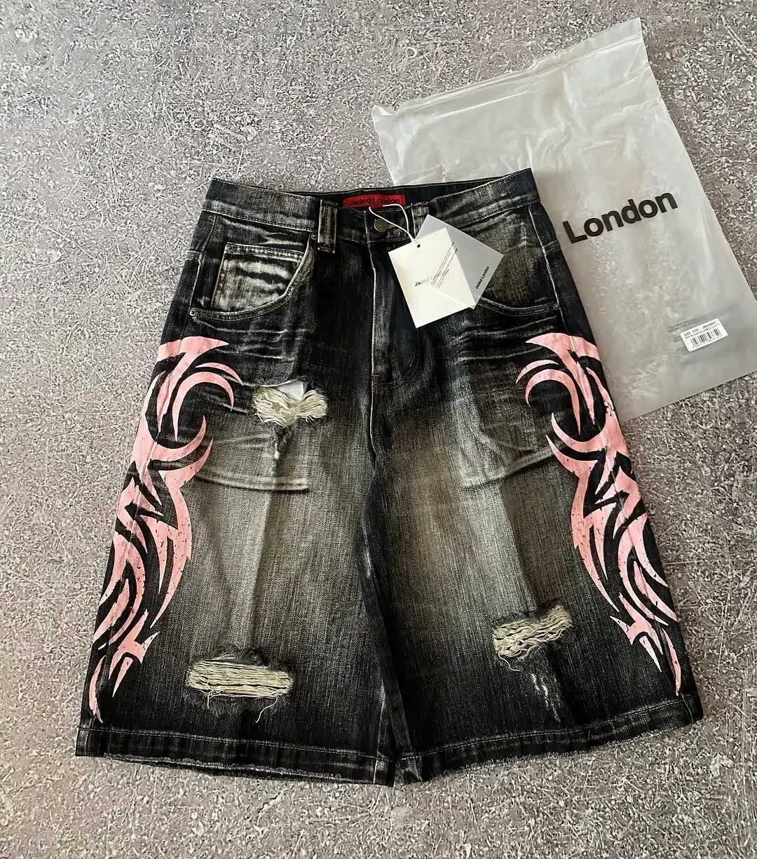 Streetwear Y2K populaire Denim Shorts glands conception Vintage Shorts homme Hip Hop mode Harajuku Punk taille haute pantalon large Z260228ZYL0
