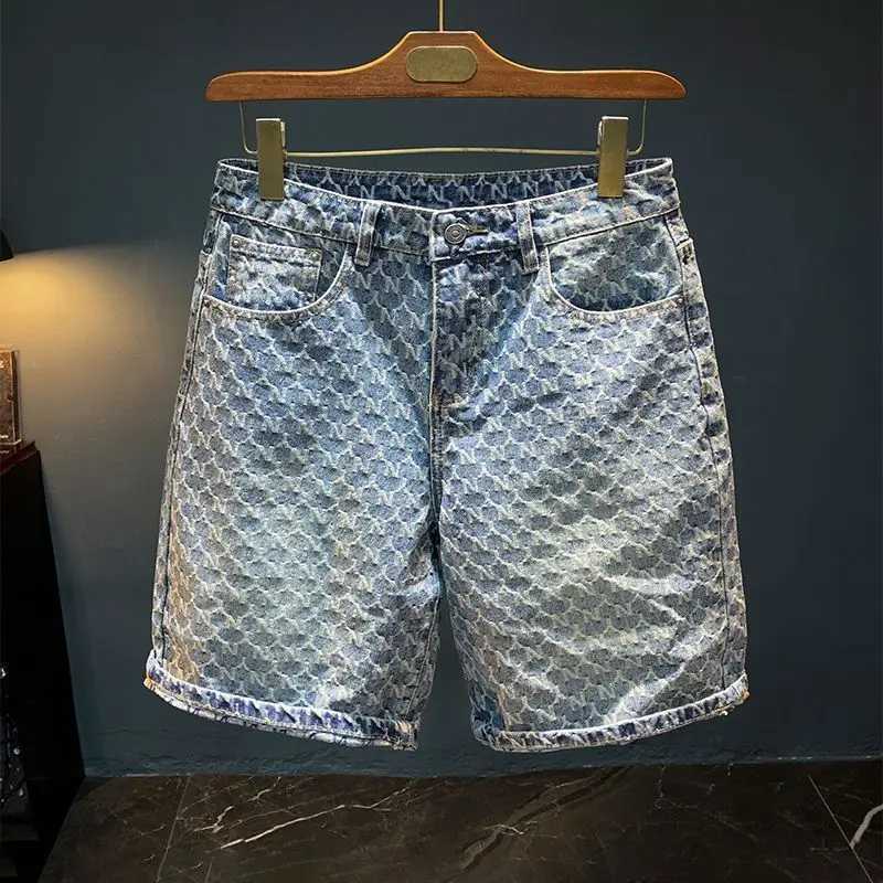 Denim Shorts Mens Thin Ruffian Handsome Summer Loose Brand Straight Jacquard Five-point Pants 2025 Luxury Designer Clothing Z260228