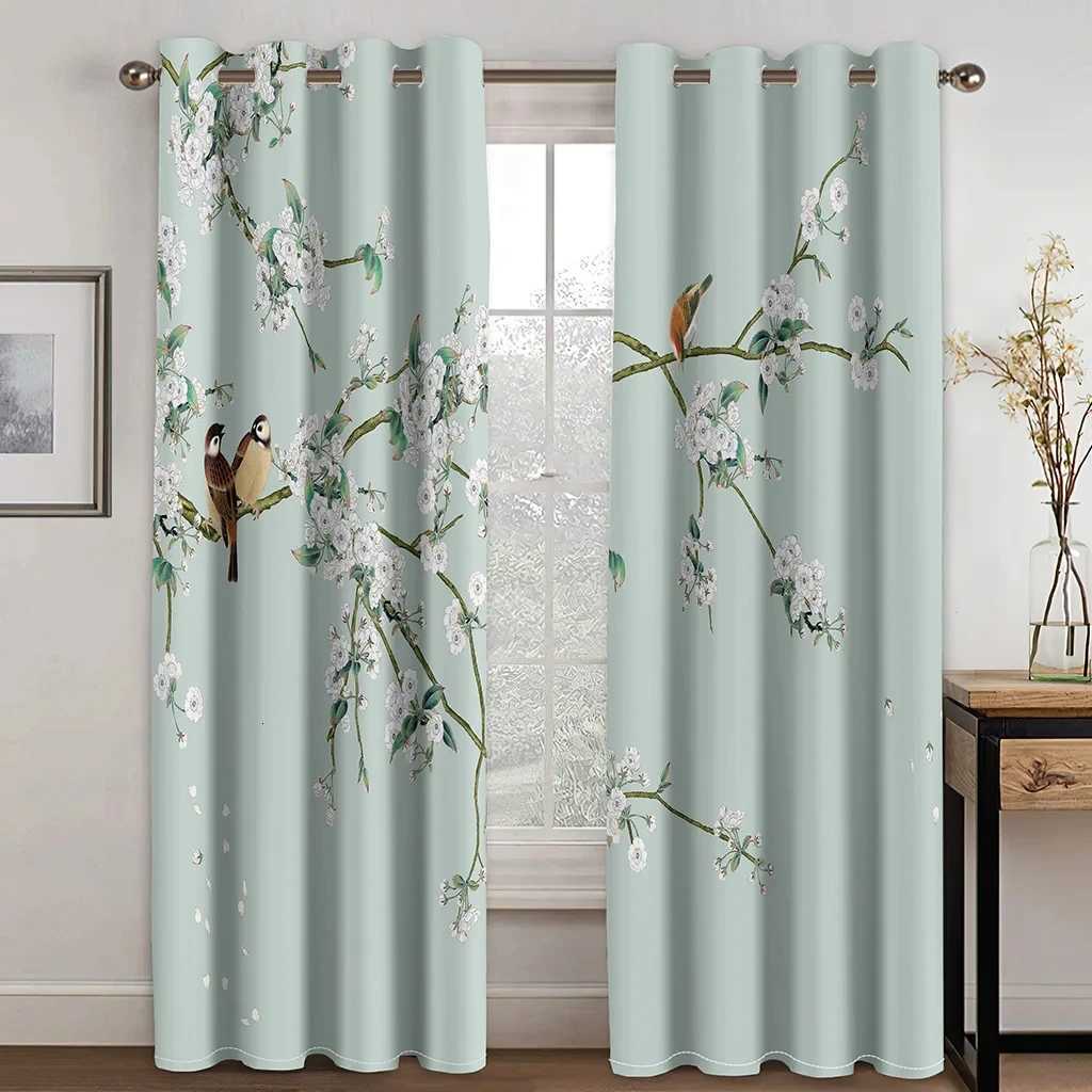 Sheer Curtains Chinese Troditional Culture Bird Flower Window Curtains in Kids Bedroom Living Room Hall Treatments Kitchen Decor Drapes Blinds S2-image-1095917589