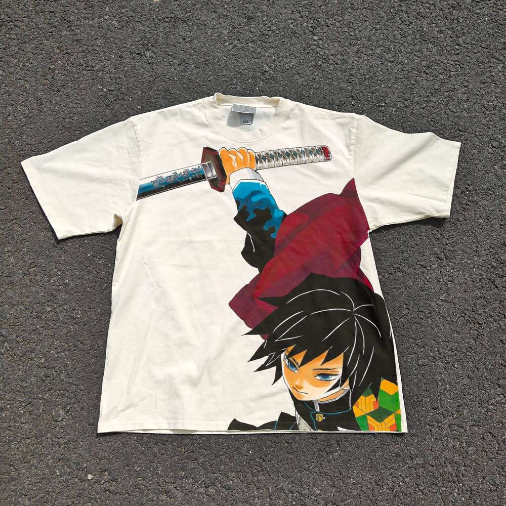 2025 Summer New Tomioka Giyu Sprayed with Heavyweights 200g Short Sleeves Graphic T Shirts Vintage Tops Tees C260228