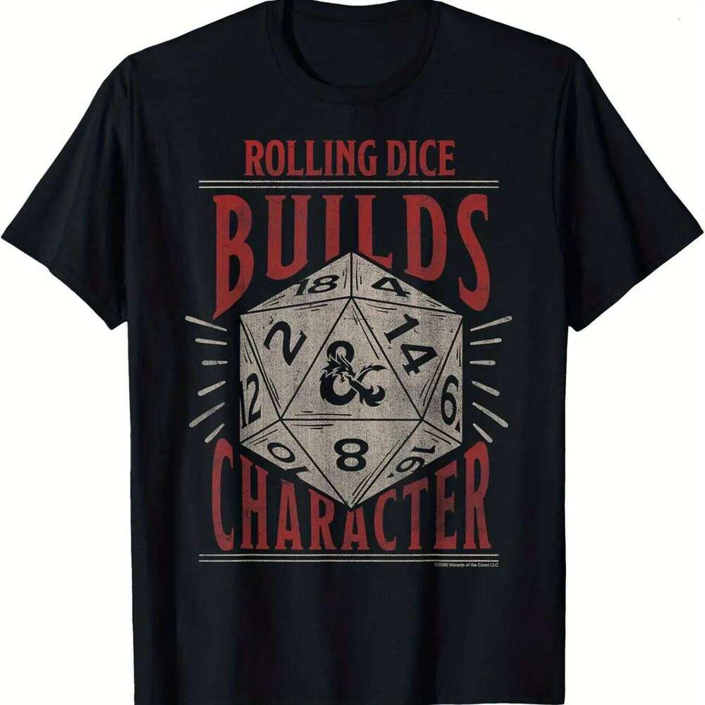 Dungeons and Dragons Dice Throwing Character Shaping Short-sleeved T-shirt, Extra-large Size C260228