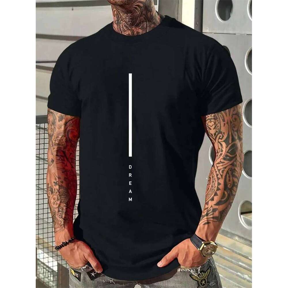 Lettres de rêve simples T-shirts graphiques pour hommes Tendance de la mode Streetwear Hip Hop T-shirts imprimés en 3D Cool Tops surdimensionnés