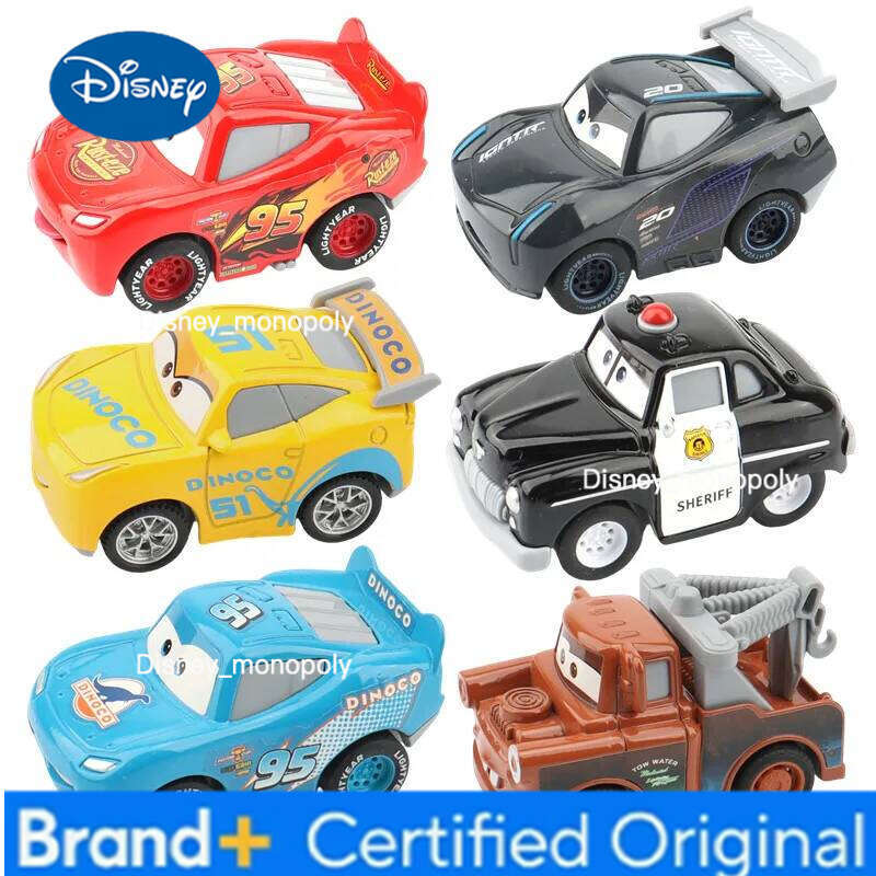 Disney Original 6.5cm Pixar Cars Mini McQueen Mater Jackson Sheriff Metal Pull-Back car Toys for Boys Christmas Gift H2602281-image-1095921418