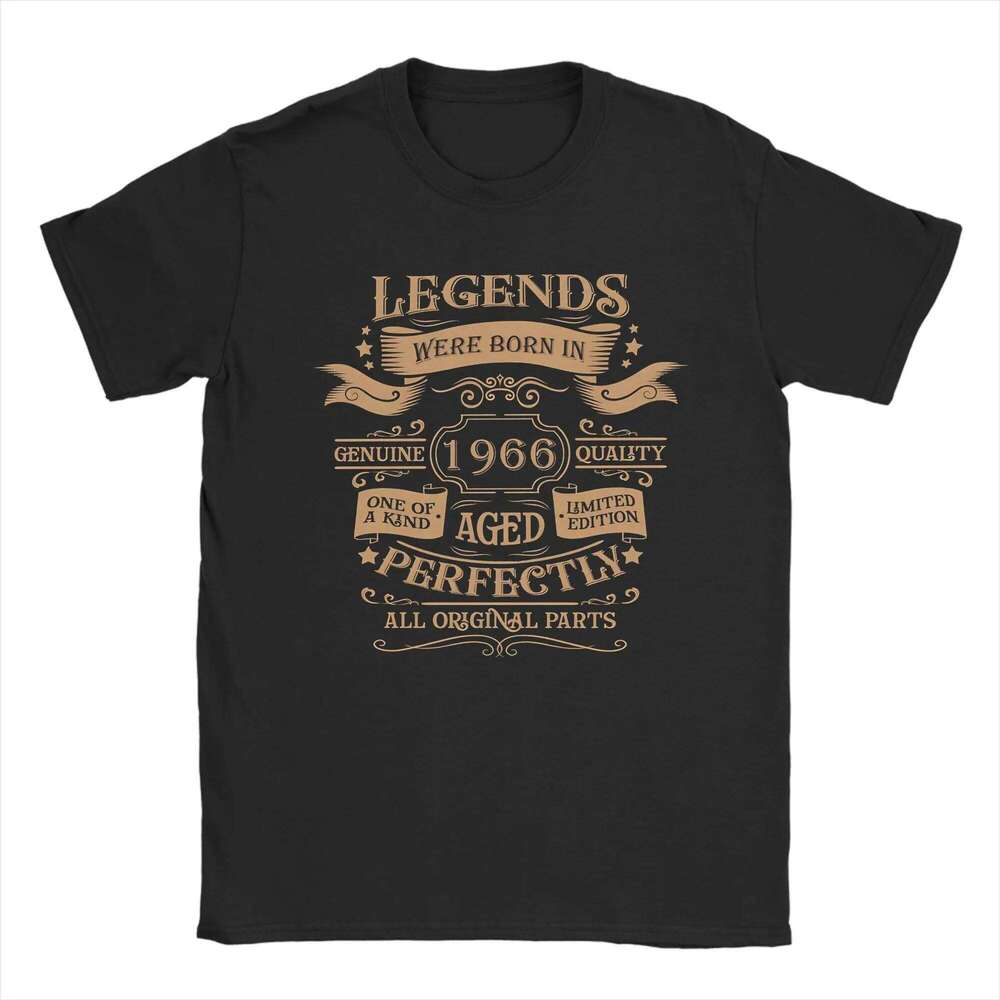 Mens Womens Born in 1966 vintage age 60 years old funny 60th birthday Shirt 100% Cotton Printed T-Shirt Clothing Outfits C260228