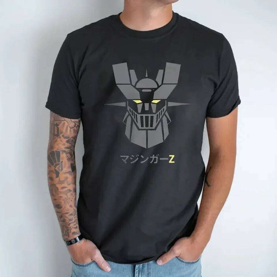 Mazinger Z Dark Robot Motif de personnalité pour hommes T-shirt en coton imprimé T-shirts vintage Élégant Chic T-shirts Crewneck Vêtements Top C2