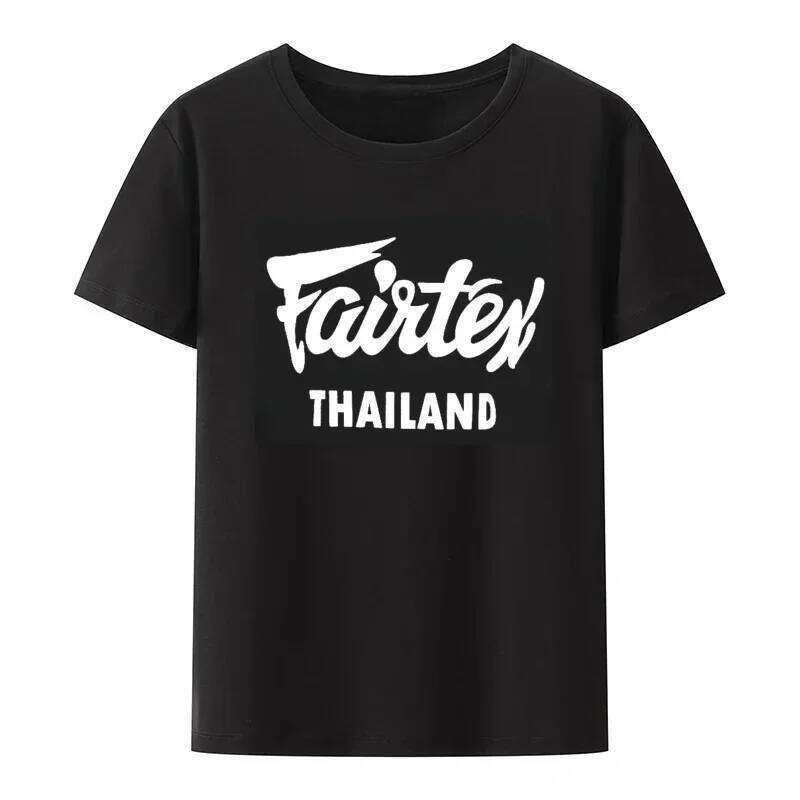 Fairtex Thailand T-Shirt Black Casual Muay Thai Kickboxing Round Neck Loose Graphic Hipster Blouse Street Fashion Breathable C260228