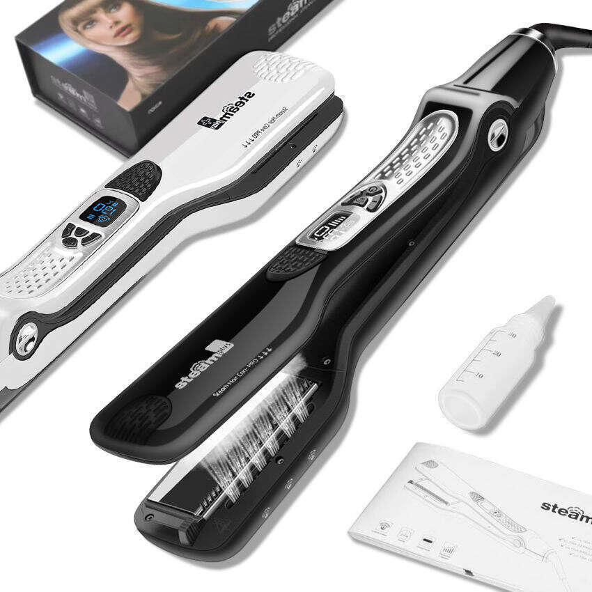 Flat iron Multi-functional hair straightening iron clamp plate steam function Wide version straightening high temperatures hair straightener Stra-image-1095800959