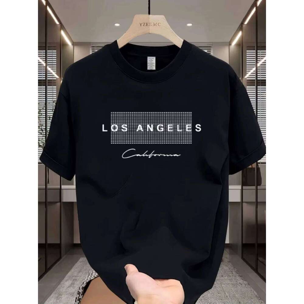 Los Angeles motif imprimé T-shirts pour hommes été sport décontracté à la mode de haute qualité col rond à manches courtes hauts pull C260228