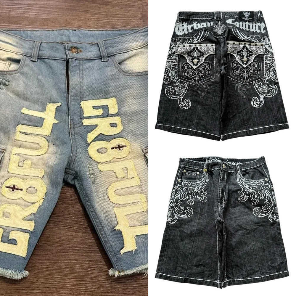 2025 Américain Nouvelle Mode Lettre Broderie Impression Casual Denim Shorts MenY2K Gothique Harajuku Populaire Joker Denim Shorts Z260228