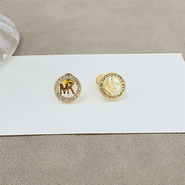 High Quality Designer Real 14K Gold Plated CZ Stud Hollow Earrings Gift Brand Michaelly Korsly MK EH9063HMK