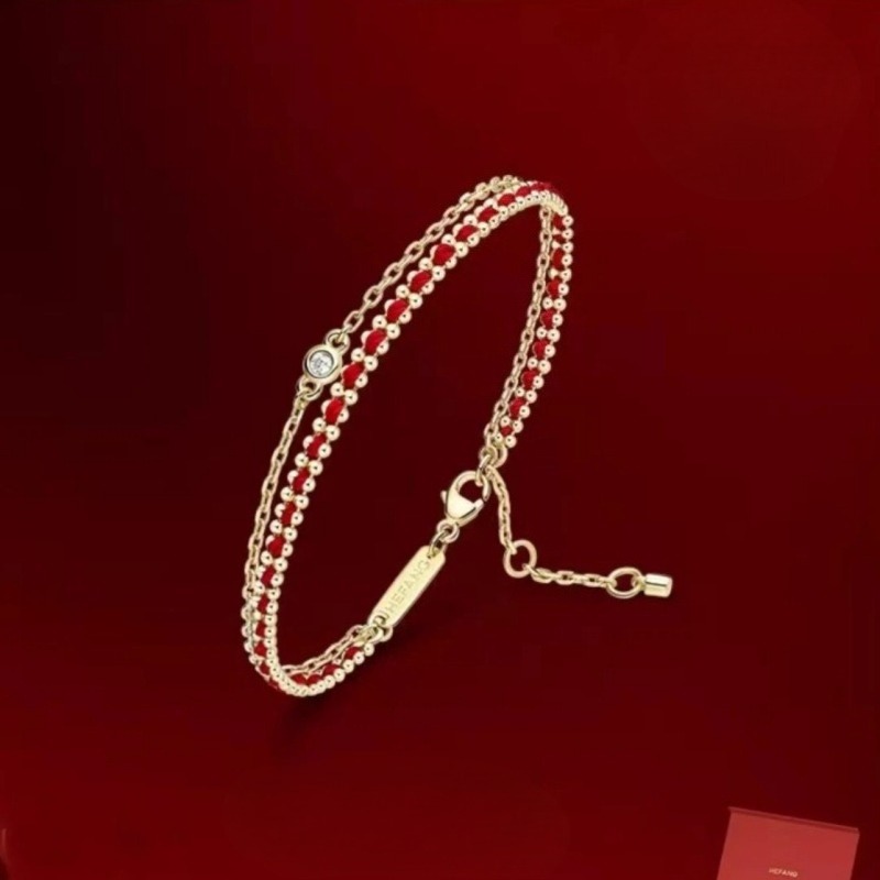 Handmade Woven Double Layer Red Rope Bracelet for Women Minimalist Lucky Red String Autumn Winter Fashion Lightweight Adjustable Wrist Jewelry