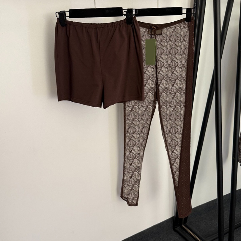 Leggings Slim de luxe, bas en fil de maille, pantalon avec short à base pour femmes, pantalon Sexy transparent avec strass