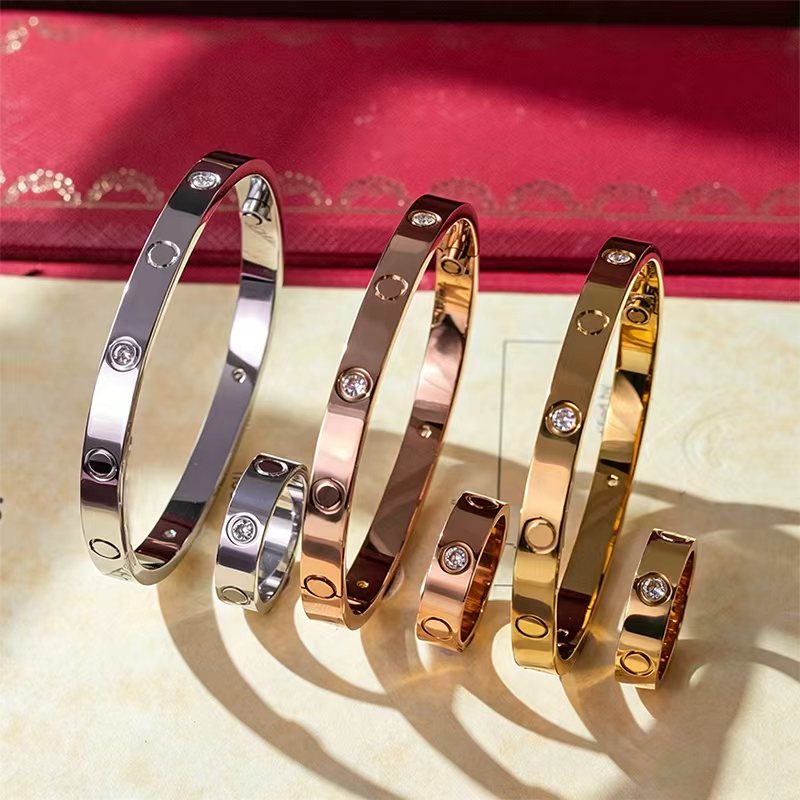 Luxueux tournevis amour ensemble Bracelet anneau galvanisé or 18 carats en acier inoxydable étanche bijoux de créateur pour les femmes