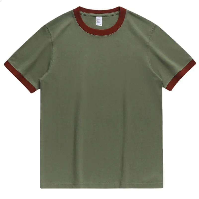 270G Cotton Premium Summer Fashion Patchwork Mens T-shirt Chinese Trendy Couple Style Solid Simple Casual Basic Blank Tees Male 260601BJ