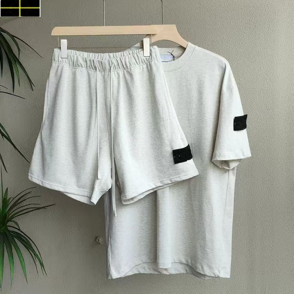 Brand Men stones T-Shirts polo and pants 2pices islands T-Shirts women Polos Fashion Embroidered Letters Graphic Printing Casual Tops Women'-image-974472253