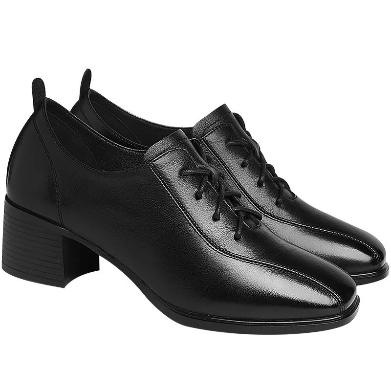 2026 New New High-Quality Ladies Leather High Heel Designer Dress Women Formal Shoes Are Popular Fashionable Comfort Top Layer Cowhide Square Head D