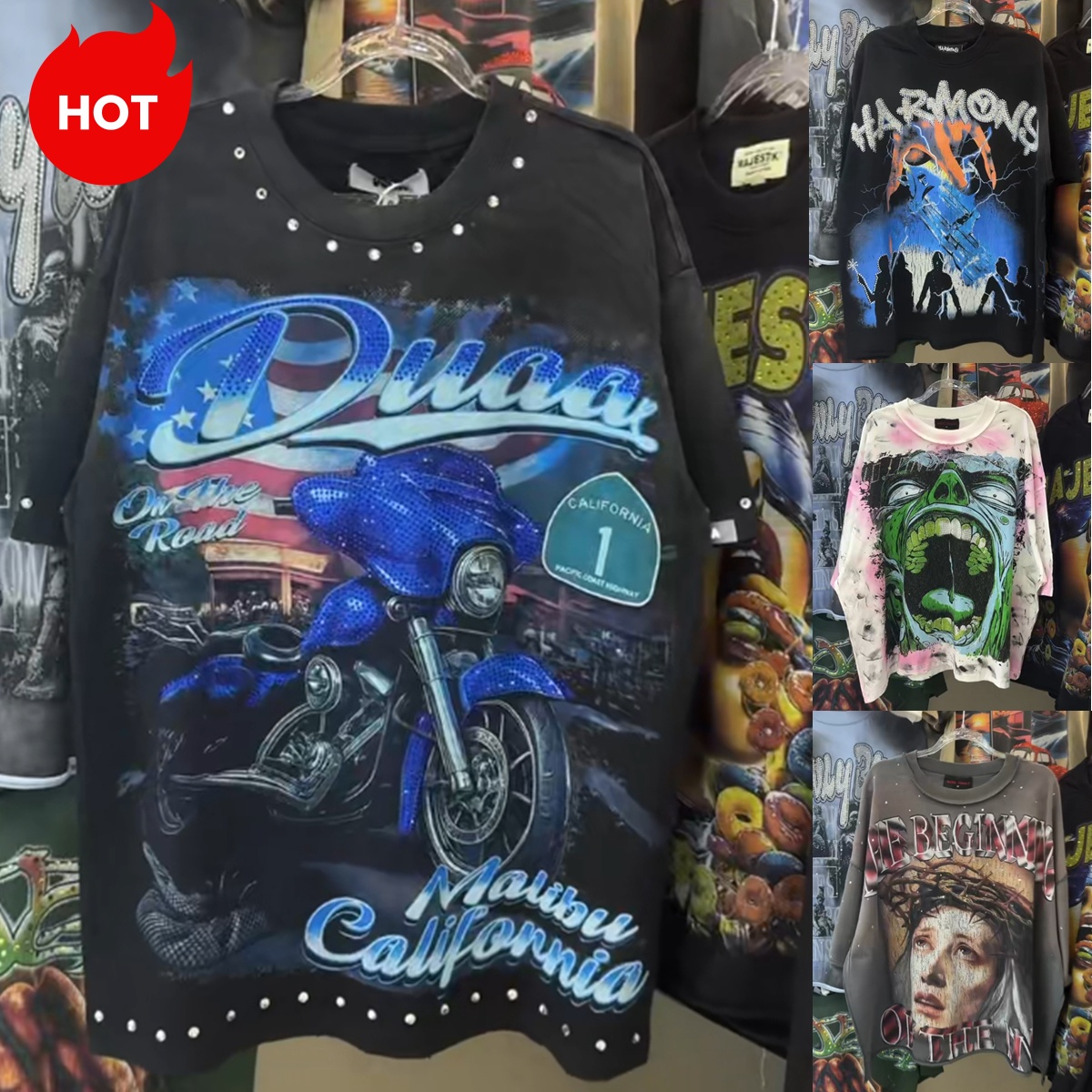 duaa t shirt mens designer tshirt Rhinestone Graphic tee Vin