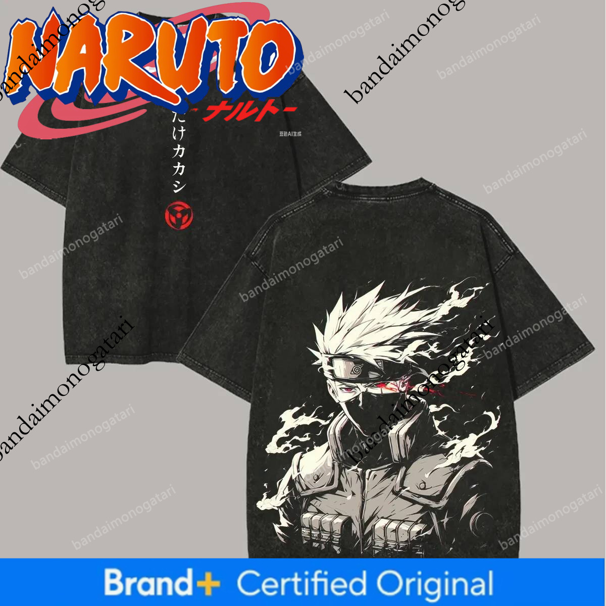 Kakashi Hatake T Shirt Naruto Men Acid Wash Back Print Ninja Anime Graphic Cotton Streetwear White Hair Vintage Bootleg Tee Hot Sell