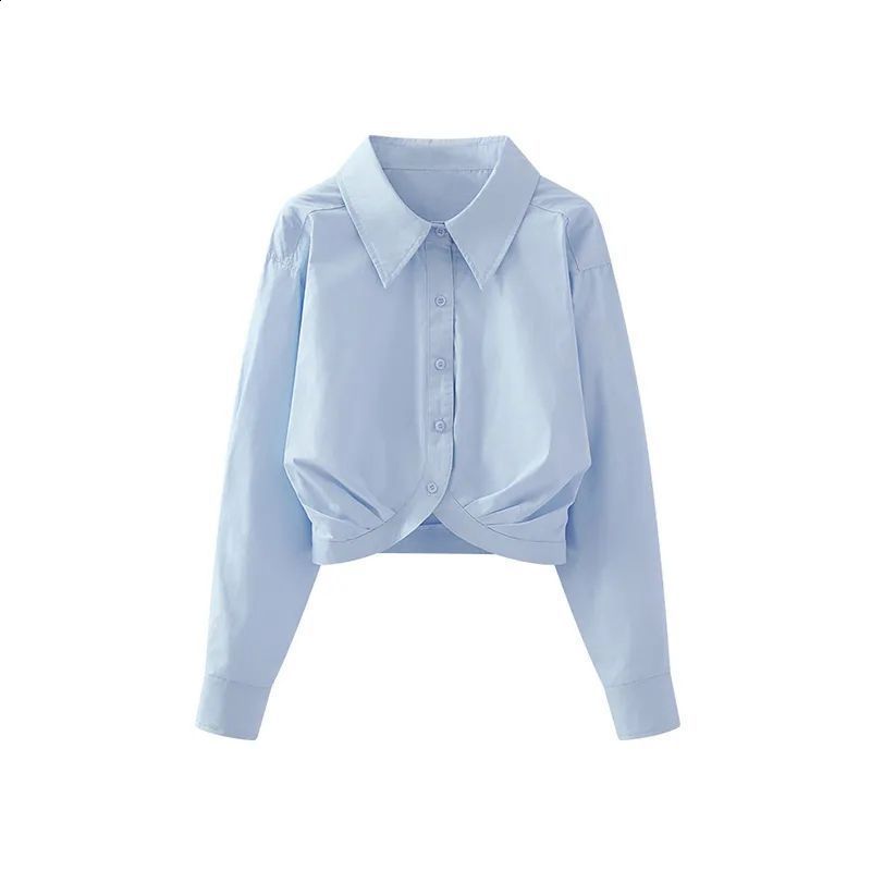 Fashion Turn-down Collar Striped Shirt Women Spring Loose Single Breasted Long-Sleeve Leaking Back Shirts Female Streetwear 240815
