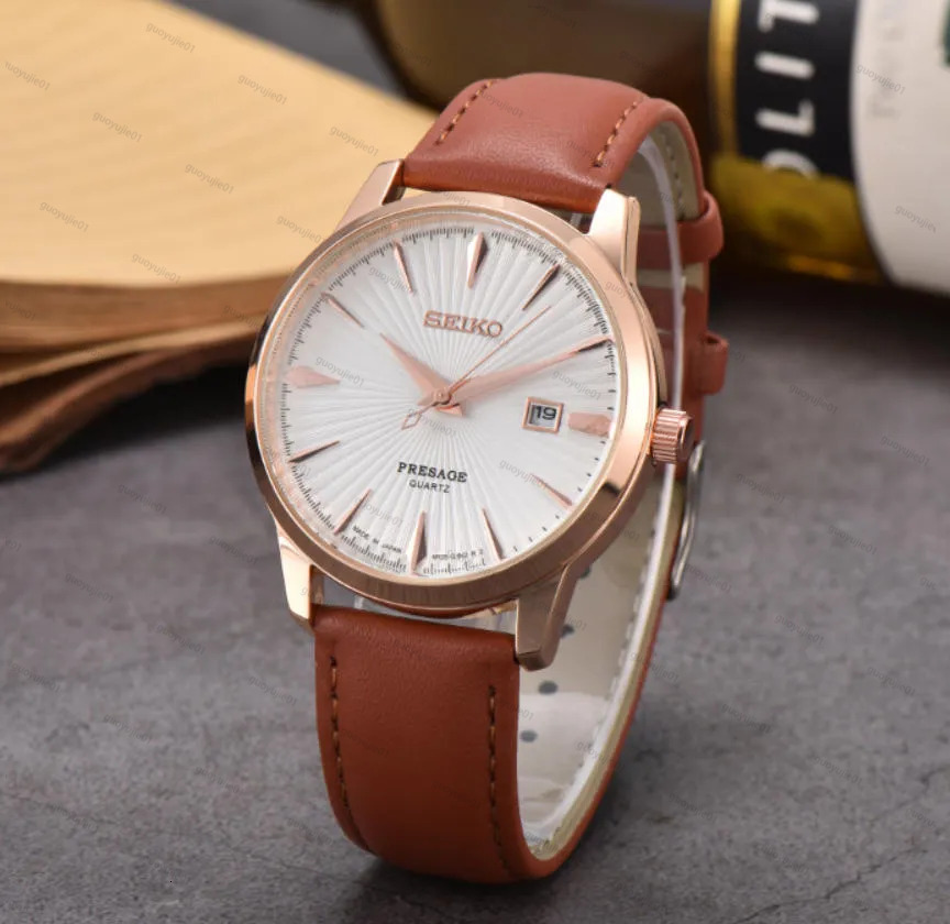 Seikowatches Mens Designer Luxury High Quality Quartz seikowatches Simple Fashionable Contrasting Seikoswatch Man Color Casual Seikoity Mens Watch 9