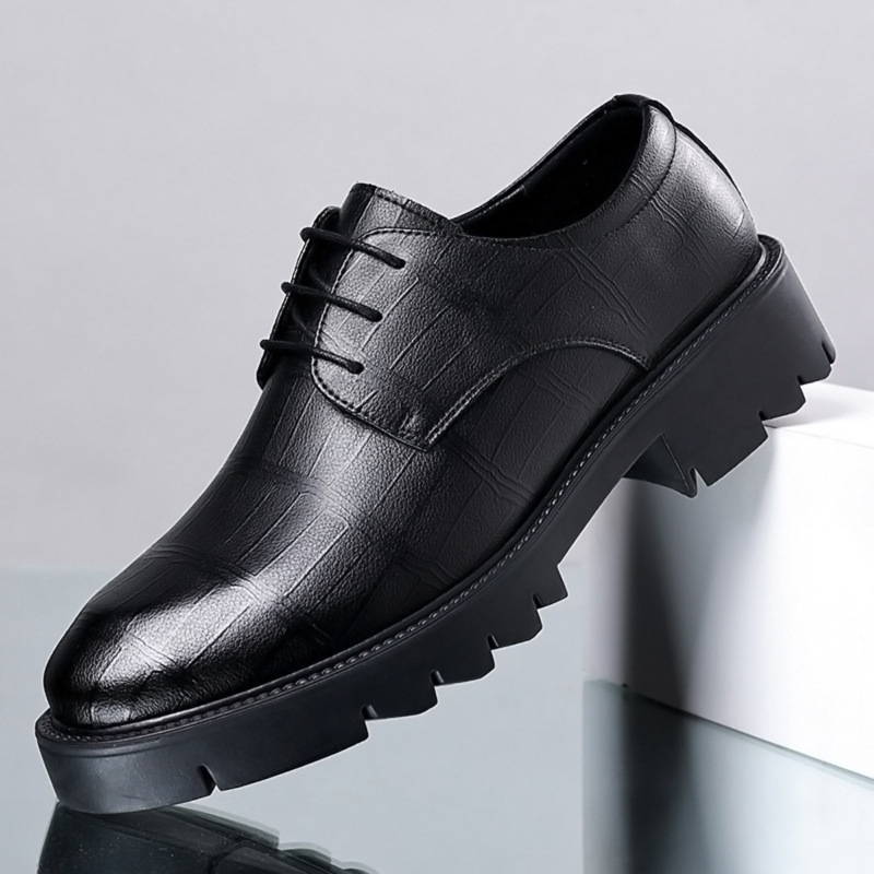 Black Tick Mens Sole Leater Oxford Soes Textured Lace Up Formal Dress Soes For Business Office Wedding Party Daily Wear M260805
