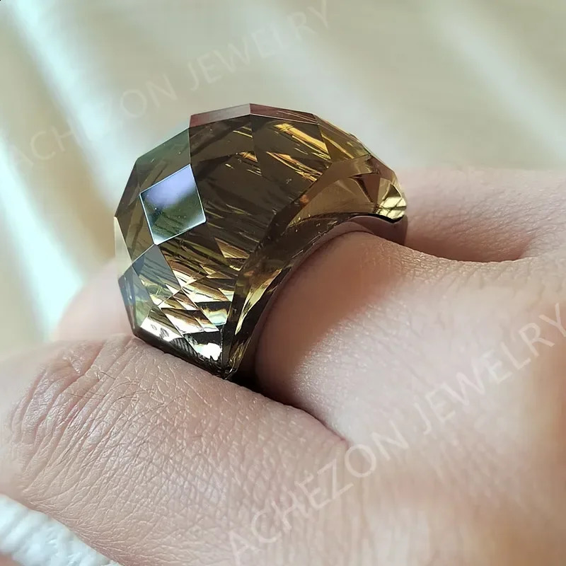 Tan Crystal Finger Rings for Ladies Fashion Trendy Wedding Steel Bands Accessories Party Jewelry Drop 260601