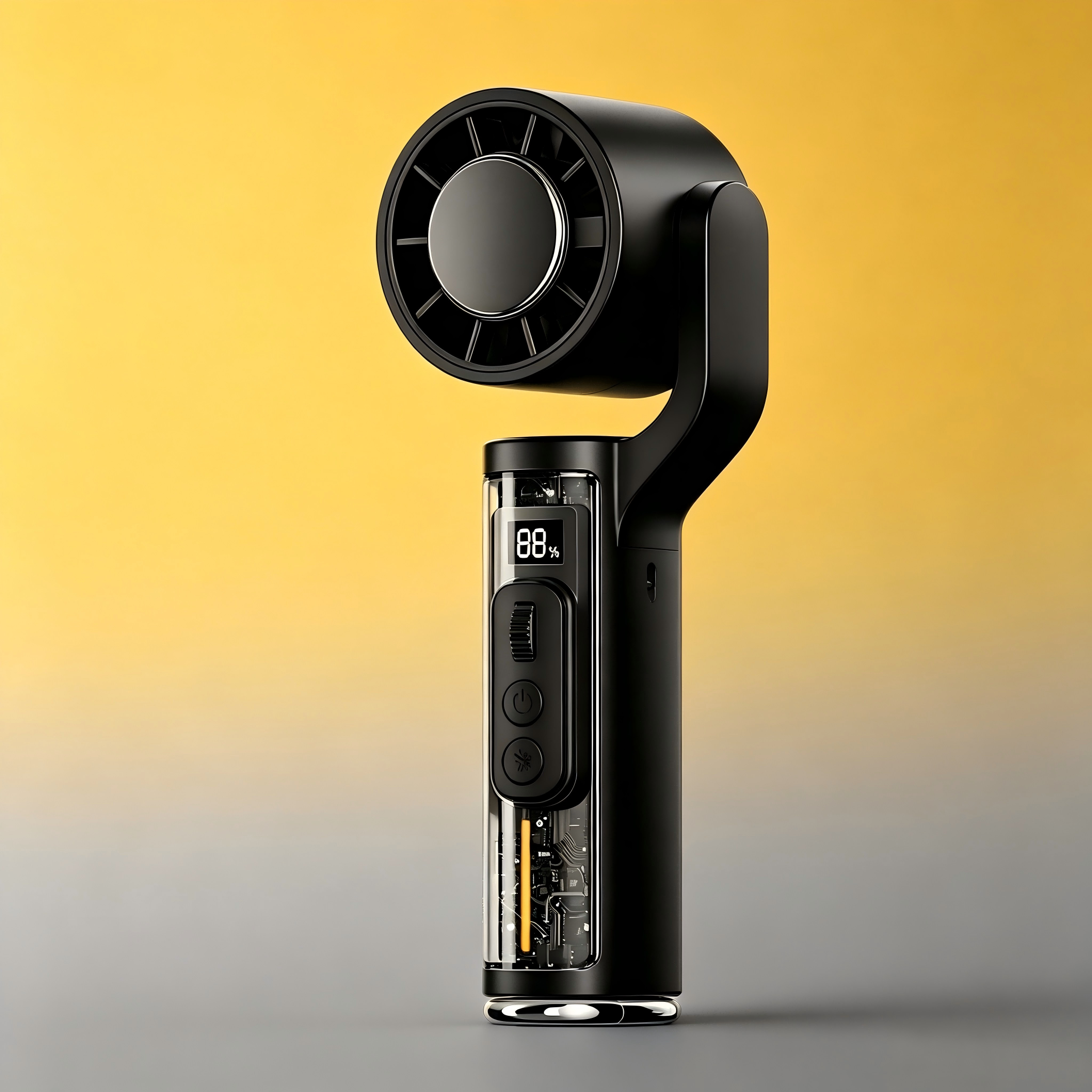 High Speed Turbo Cooling Fan Handheld & Neck Hanging Design With Flashlight Digital Display Multi-Angle Stand Portable Outdoor Mini Fan-image-1108584194