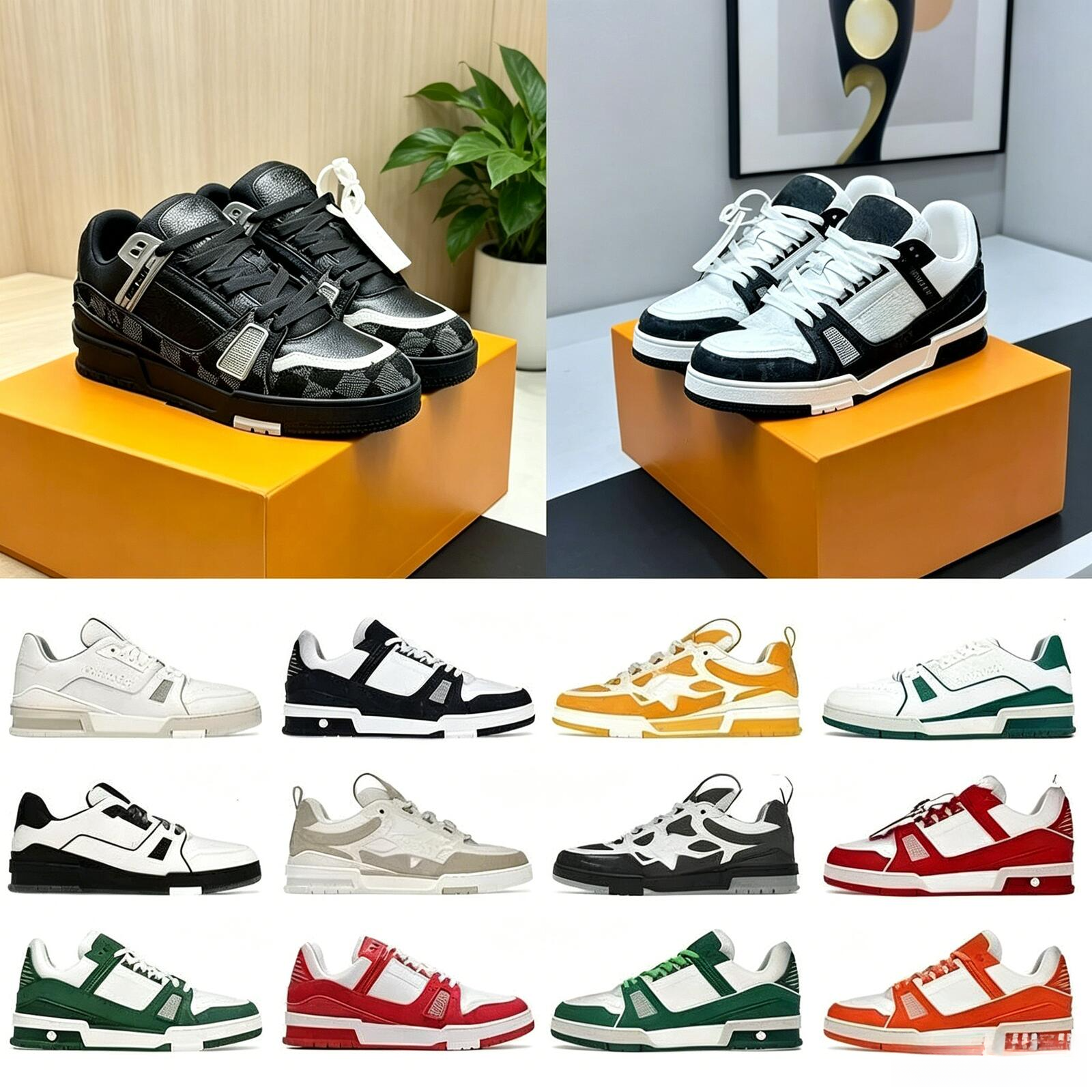 New Skate Shoes Designer Men Women Sneakers Casual High Quality Fashion Running Lace-up Low-Sport classic dermis board Embossed
