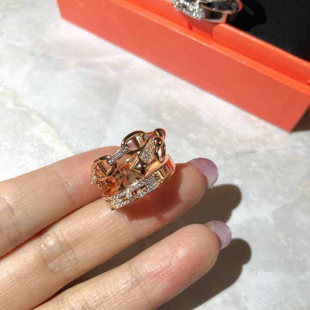 Band Rings Luxury Designer Fashion Jewelry for Women Pig Nose Ring V Gold Plated 18k Gold High Version Starry Sky Three-in-One Fashion Luxury Pig No