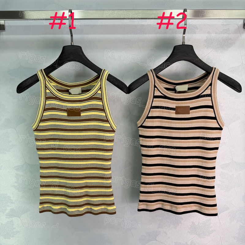 Débardeur de luxe à rayures de couleur contrastée pour femmes, débardeur sans manches, coupe cintrée, haut de styliste, vacances d'été, Singlet q