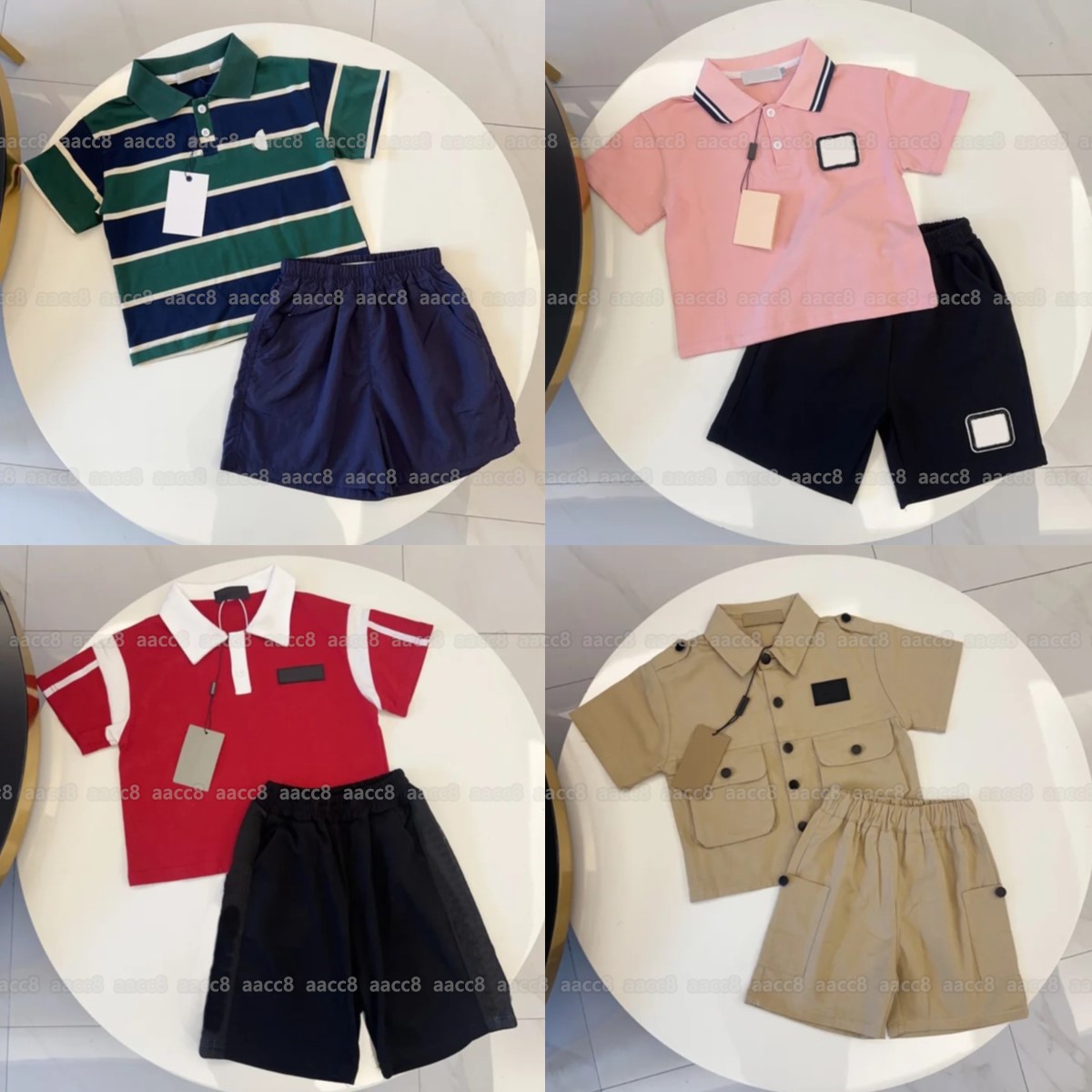 Boys girls Polos shirt shorts set designer kids clothing set clothes boys baby Children pink dark blue black grey two piece set size 90-150
