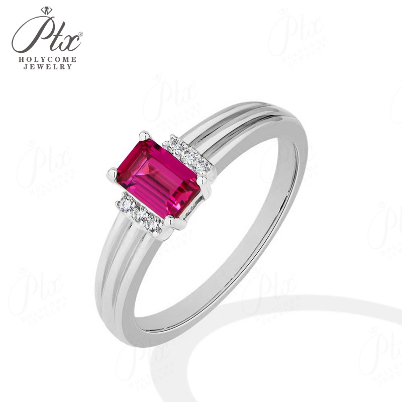 Factory Wholesale 1CT Emerald Cut D Color Moissanite Ring 925 Sterling Silver Lab Grown Gemstone Solitaire Wedding Ring