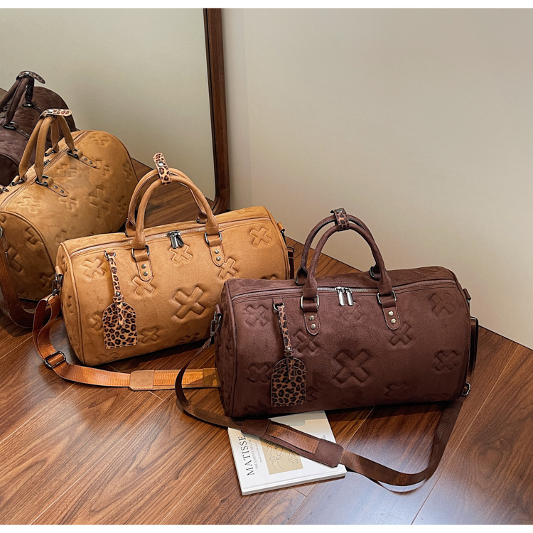 designer 2026 new Korean-style New Fashion Embossed Travel Bag Large-capacity Short-distance Business Trip Luggage Storage Bag Crossbody Sports a-image-1076814323