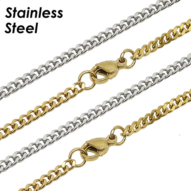 50 Pieces Stainless Steel Curb Chain Necklace Gold Color Cuban Curb Chain Curb Necklace for Women Jewelry Making 260920