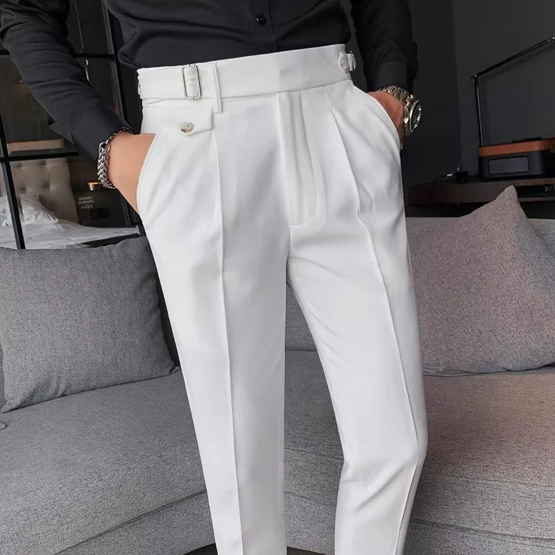 Mens Suit Pants England Style Smart Casual Solid Slim Fit Straight Dress Pants For Men Formal Trousers Mens Clothing 260601BJ