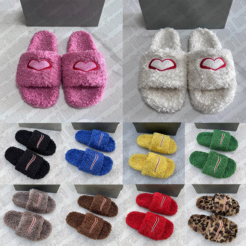 free shipping with box Luxury Paris designer fur slippers Ladies Wool Soft Fluffy Slides men women Luxury Furry Open Mule Outdoor Comfort Fashion-image-913026284