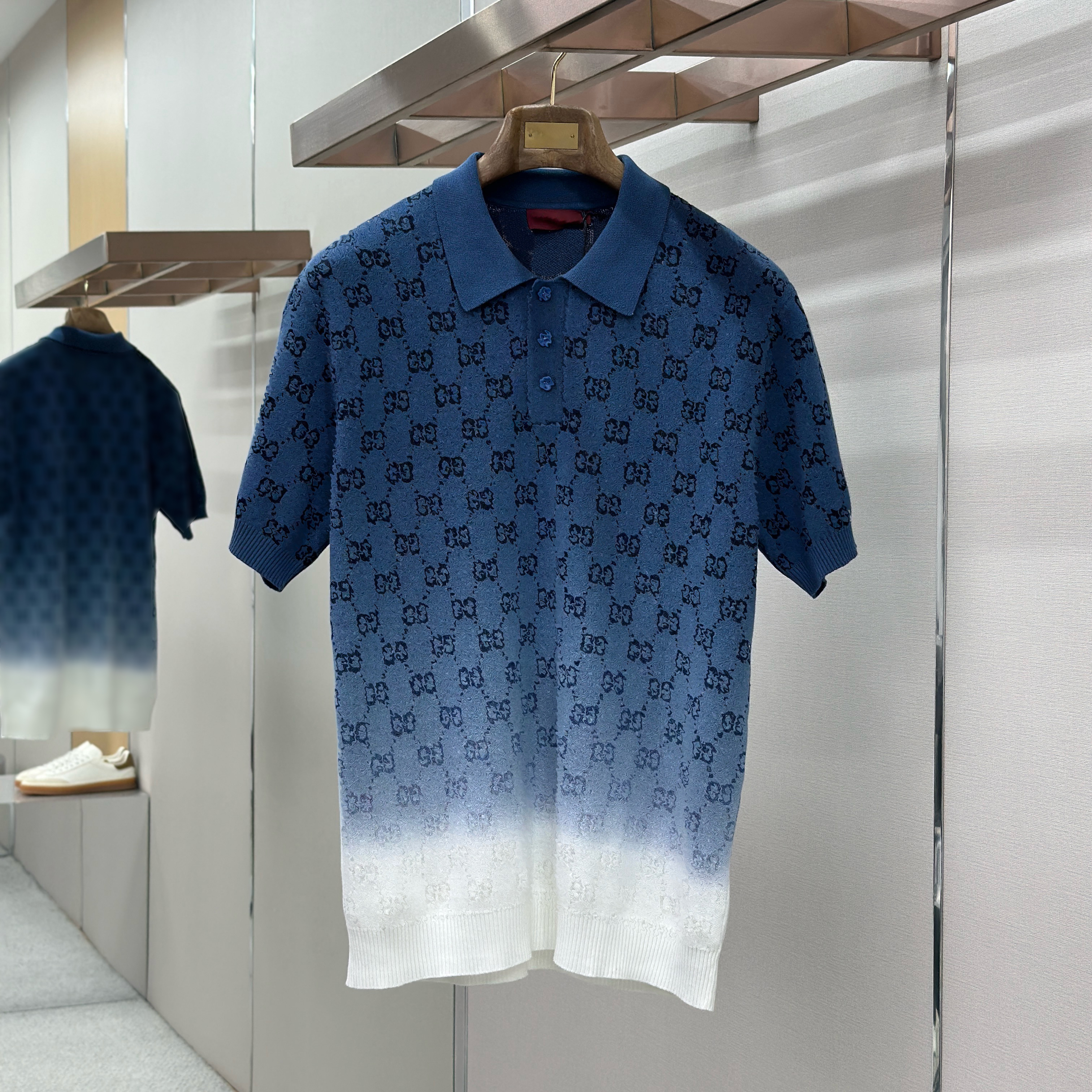 2026 new high-quality men's polo shirt, designer menpolo shirt. Men's business luxury shirt, high-end G-letter gradient fashion shirt, kni