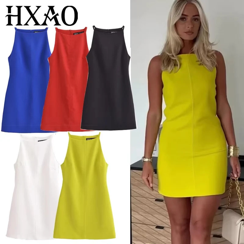 HXAO White Black Dress Women Off Shoulder Halter Short Dresses Summer Elegant Party Dresses Bodycon Red Blue Mini Dress 260602bj