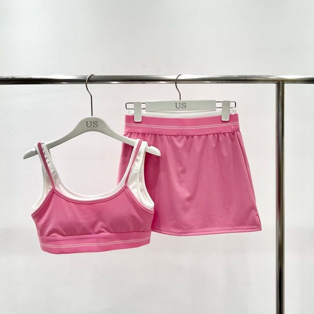 2199AO Camisole de Yoga à séchage rapide faux soutien-gorge deux pièces exercice de Fitness jupe Pilates taille haute pantalon de Yoga beau dos c