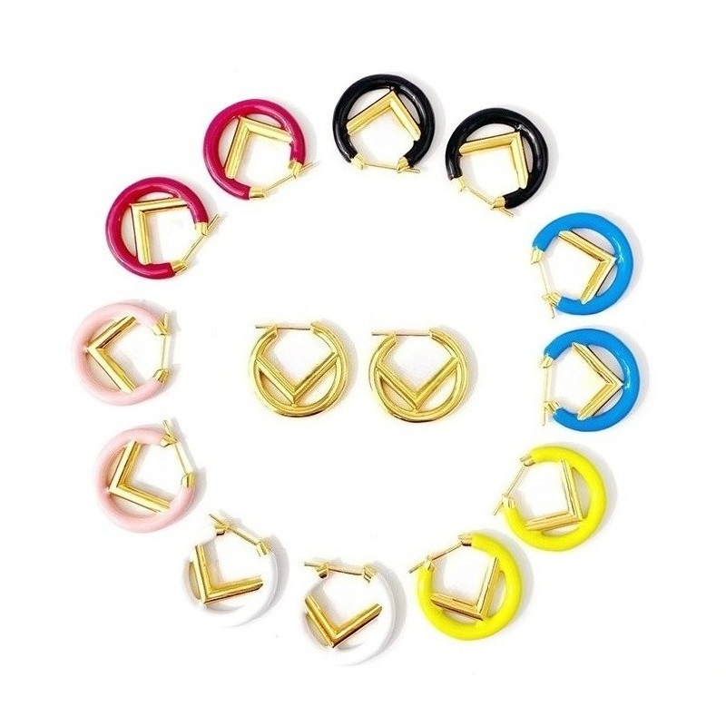 Vintage Designer Luxury Earrings 18K Gold Plated Stud Earrings for Women Vintage Enamel Letter Hoop Earrings High Quality Fashion Jewelry Gift-image-1108752051