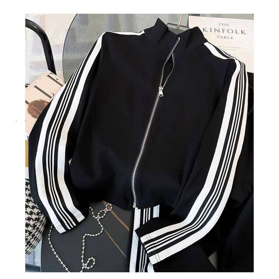 New DesignFashion Sportswear Women 's Autumn And Winter New Item Korean Casual Cardigan Wide Leg Pants Two-Piece Set Asia Size
