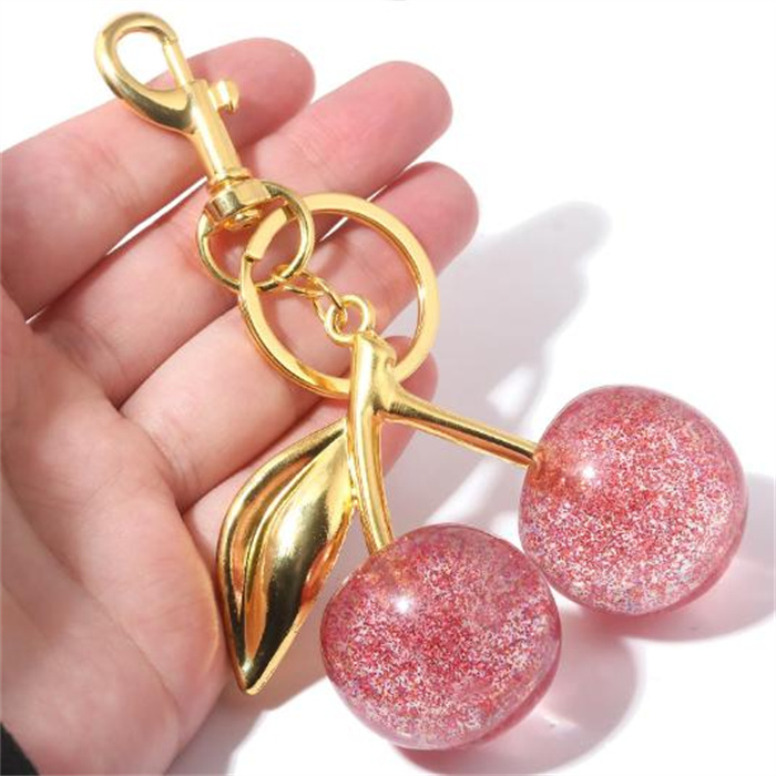 Fashion Luxury Red Cherry Bag Pendant Keychain Charm for Women's New Handbag Internet-famous Crystal Cherry Pendant High-Grade Bag Accessories