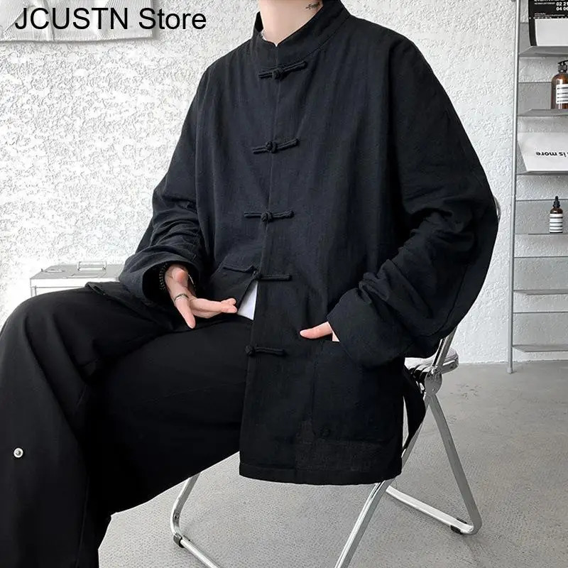 Chinese Traditional Clothes Improved Hanfu Cotton Qipao Top Autumn Spring Casual Outwear Male Big Size Shirt Kungfu Jackets 260602BJ