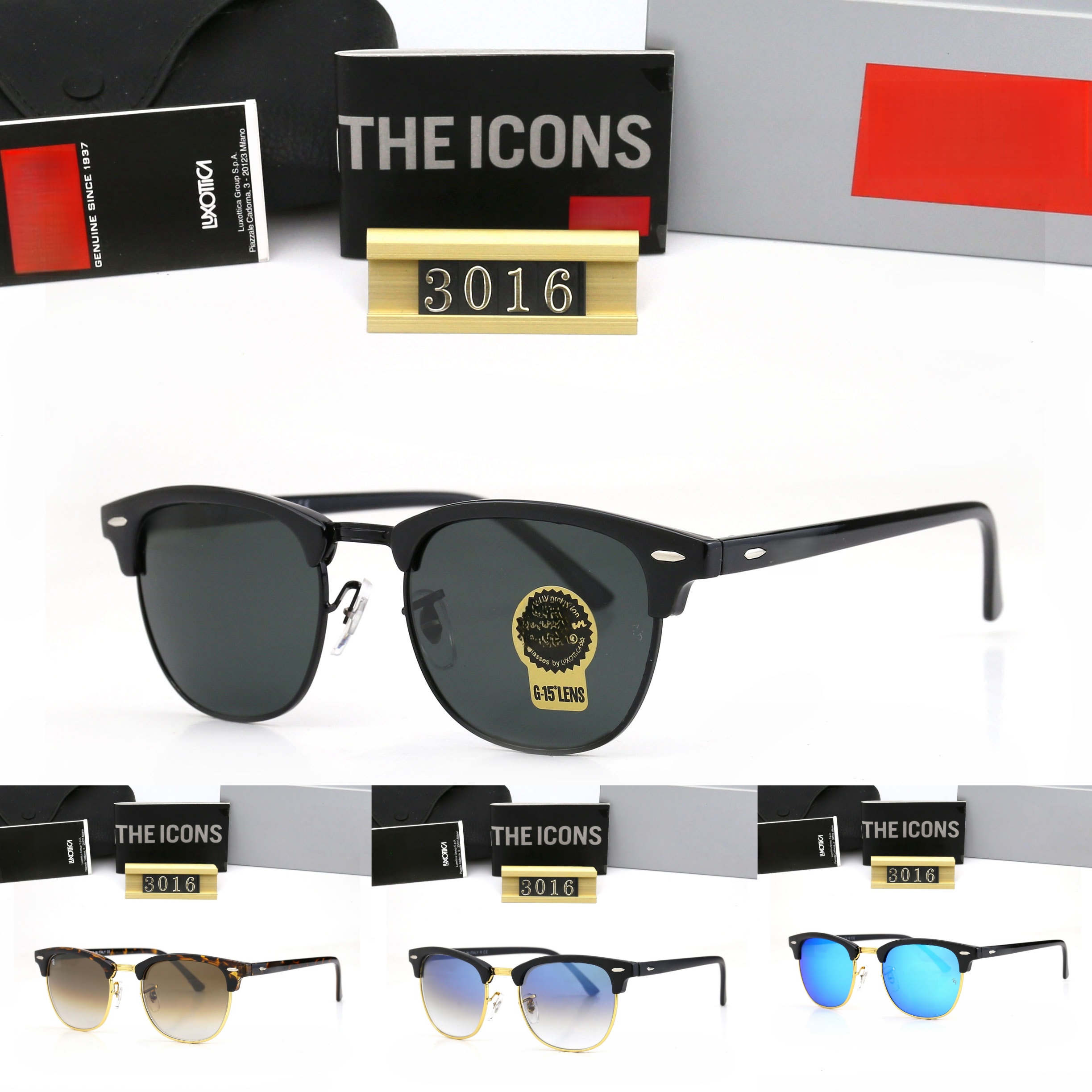 Designer Sunglasses for Womens Mens Outdoor Sunglasses Shades Fashion Goggle UV400 Eyewear Classic glasses 3016 Male Sun Glasses Metal Frame gift