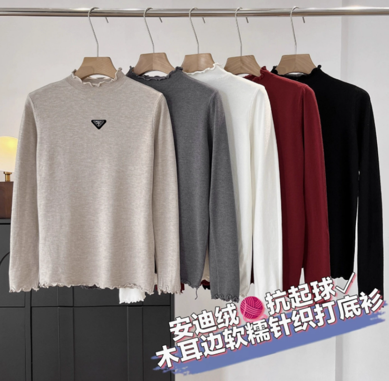 New Women's Sweaters casual brand Designer Sweaters Autumn winter long sleeved semi high collar base layer knitwear prasweaters