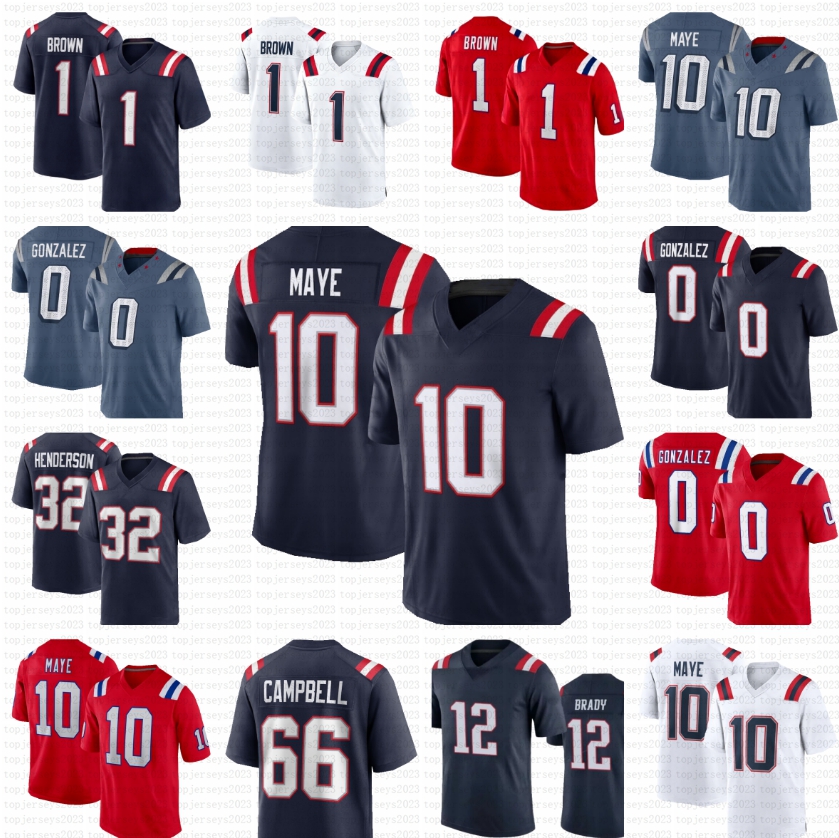 New EnglandS Patriotses Jersey A.J. Brown Drake Maye Christian Gonzalez Football Jersey Will Campbell TreVeyon Henderson Brady Vrabel Kayshon Bou-image-918581710
